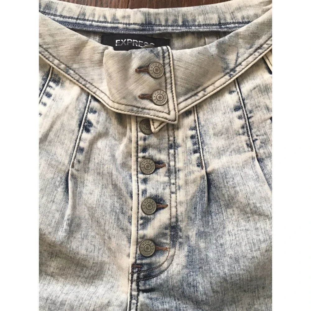 Express Ankle Legging Mid Rise Button Fly Jeans Light Wash Denim 6 R Repreve - Picture 5 of 9